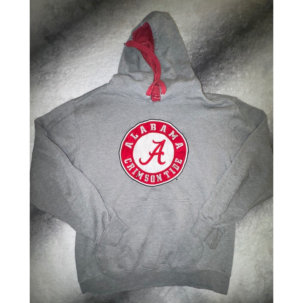 (CL)‎ Alabama Crimson Tide Hoodie Mens Large Gray Red NCAA Bama Sweatshirt L